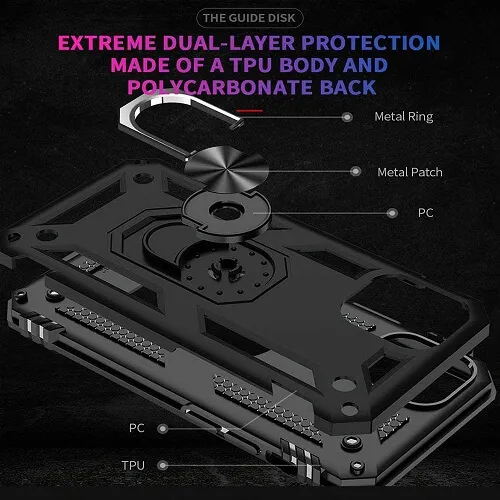 Apple iPhone 11 Black Shockproof Magnetic Car Mount Ring Case Cover