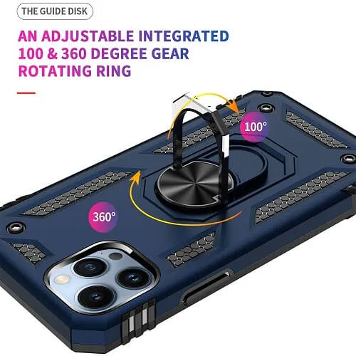 Apple iPhone 11 Pro Max Navy Blue Shockproof Magnetic Car Mount Ring Case Cover