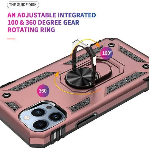 Apple iPhone 11 Pro Max Rose Gold Shockproof Magnetic Car Mount Ring Case Cover