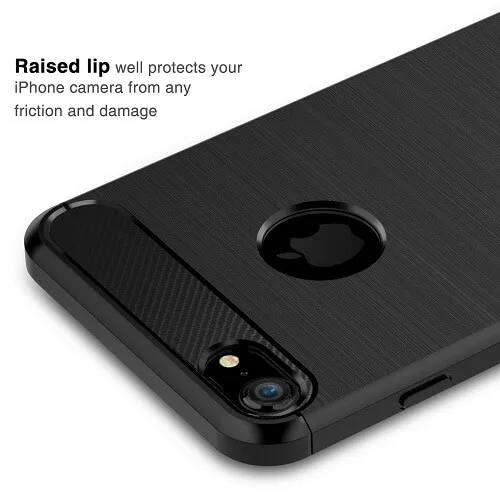 Apple iPhone 7 Carbon Fiber Shockproof Heavy Duty Rugged Case Cover (Black)