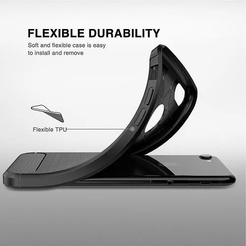 Apple iPhone 7 Carbon Fiber Shockproof Heavy Duty Rugged Case Cover (Black)