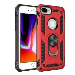 Apple iPhone 7 Plus Red Shockproof Magnetic Car Mount Ring Case Cover