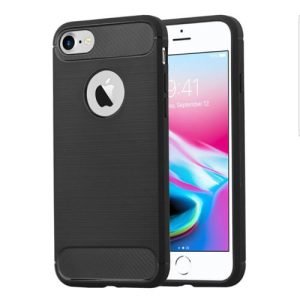 Apple iPhone 8 Carbon Fiber Shockproof Heavy Duty Rugged Case Cover (Black)