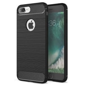 Apple iPhone 8 Plus Carbon Fiber Shockproof Heavy Duty Rugged Case Cover (Black)
