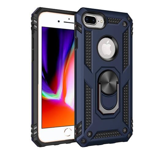 Apple iPhone 8 Plus Navy Blue Shockproof Magnetic Car Mount Ring Case Cover