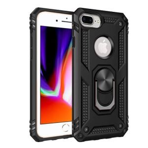 Apple iPhone 8 Plus Black Shockproof Magnetic Car Mount Ring Case Cover