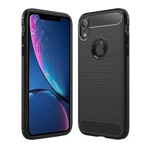Apple iPhone XR Carbon Fiber Shockproof Heavy Duty Rugged Case Cover (Black)