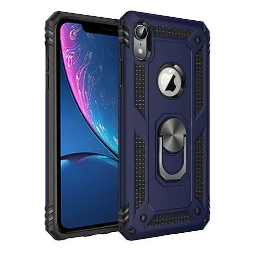 Apple iPhone XR Navy Blue Magnetic Car Mount Ring Case Cover