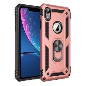 Apple iPhone XR Rose Gold Shockproof Magnetic Car Mount Ring Case Cover