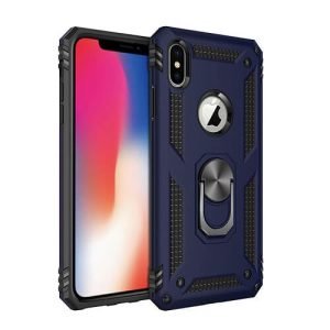 Apple iPhone XS Max Navy Blue Shockproof Magnetic Car Mount Ring Case Cover