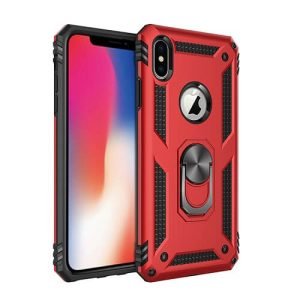 Apple iPhone XS Max Red Shockproof Magnetic Car Mount Ring Case Cover
