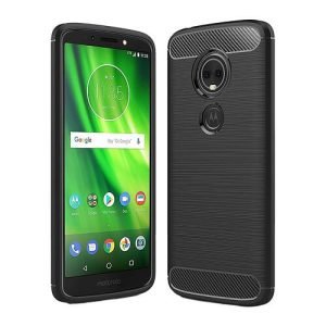 Motorola Moto G6 Carbon Fiber Shockproof Heavy Duty Rugged Anti-Knock Case Cover (Black)