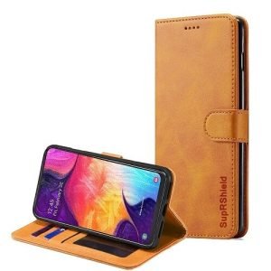 Samsung Galaxy A50 Genuine SupRShield Wallet Leather Flip Stand Magnetic Case Cover (Brown)