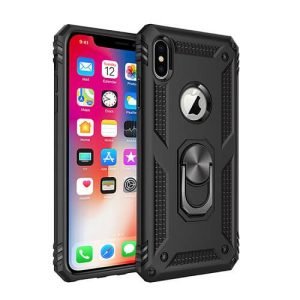 Apple iPhone XS Black Shockproof Magnetic Car Mount Ring Case Cover (1)