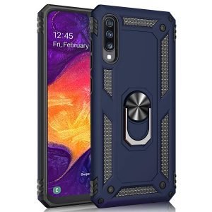 Samsung Galaxy A50 Navy Blue Shockproof Magnetic Car Mount Ring Case Cover