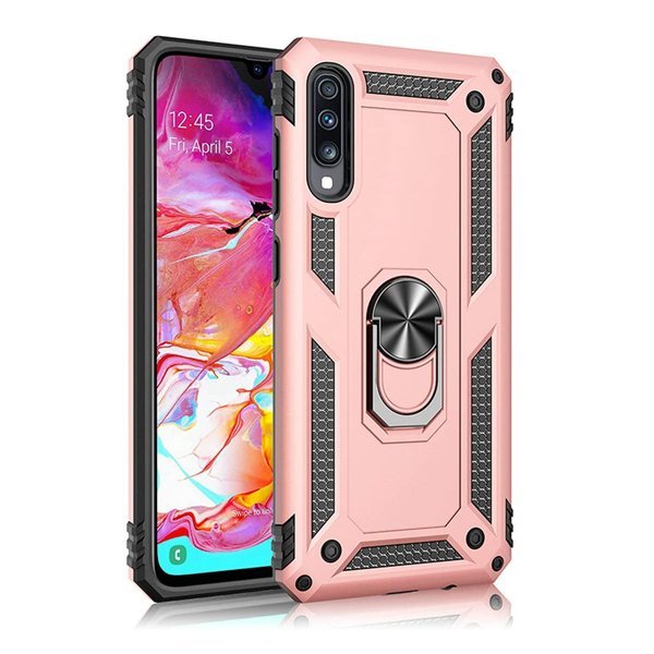 Samsung Galaxy A70 Rose Gold Shockproof Magnetic Car Mount Ring Case Cover
