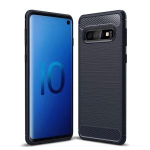 Samsung Galaxy S10 Black Shockproof Heavy Duty Rugged Matte Carbon Fiber Case Cover