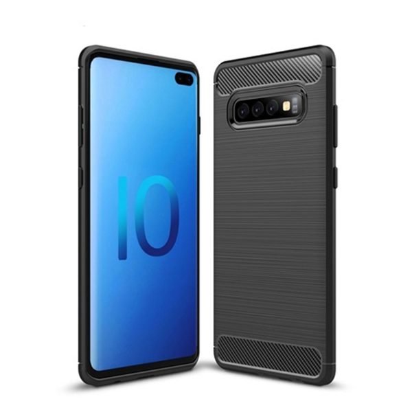 Samsung Galaxy S10 Plus Black Shockproof Heavy Duty Rugged Matte Carbon Fiber Case Cover