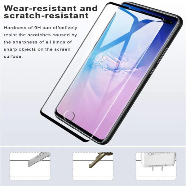 Samsung Galaxy S10 Plus Full Coverage Tempered Glass LCD Screen Protector Film Guard (Black)