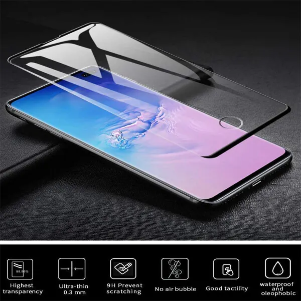 Samsung Galaxy S10 Plus Full Coverage Tempered Glass LCD Screen Protector Film Guard (Black)