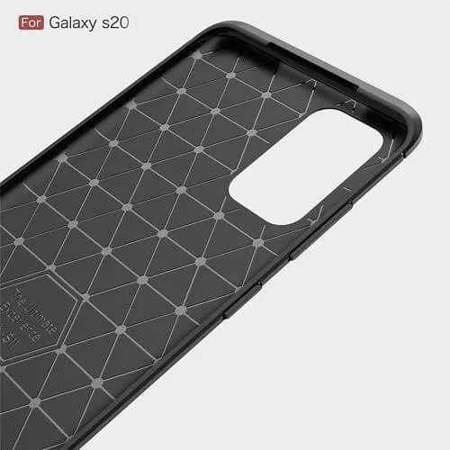 Samsung Galaxy S20 Black Shockproof Heavy Duty Rugged Matte Carbon Fiber Case Cover