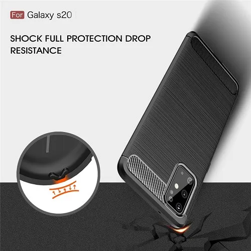 Samsung Galaxy S20 Black Shockproof Heavy Duty Rugged Matte Carbon Fiber Case Cover