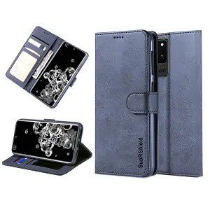 Samsung Galaxy S20 Ultra Navy Blue Wallet Leather Case