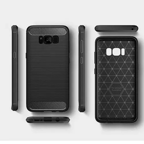 Samsung Galaxy S8 Black Shockproof Heavy Duty Rugged Matte Carbon Fiber Case Cover