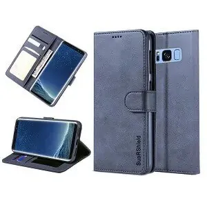 Samsung Galaxy S8 Navy Blue Wallet Leather Case 