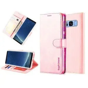 Samsung Galaxy S8 Rose Gold Wallet Leather Case 