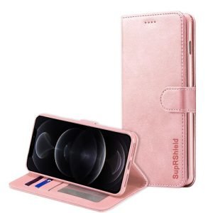 Apple iPhone 12 Pro Wallet Flip Case Leather Card Slots Cover (Rose Gold)