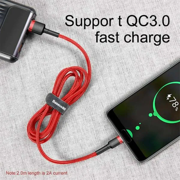 BASEUS 2M Fast Charging USB Type C Cable For Samsung Galaxy S series A series Note Tab LG Huawei HTC Google Pixel Android –Black - Image 4