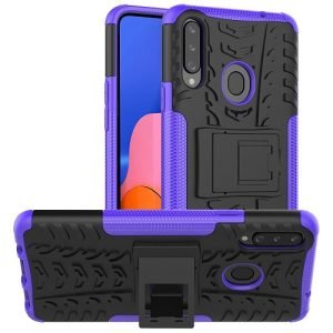 Samsung Galaxy A20s Heavy Duty Tough Kickstand Shockproof Rugged Case Cover (Purple)