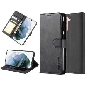 Samsung Galaxy S21 Plus 5G Genuine SupRShield Wallet Leather Flip Stand Magnetic Case Cover (Black)