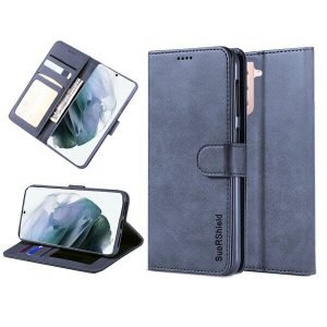 Samsung Galaxy S21 Plus Genuine SupRShield Wallet Leather Flip Stand Magnetic Case Cover (Navy Blue)