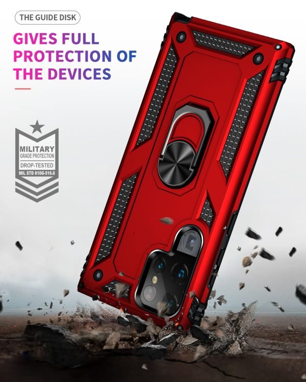 Samsung Galaxy S21 FE Magnetic Ring Rugged Shockproof Case Heavy Duty Protective Back Cover (Red)