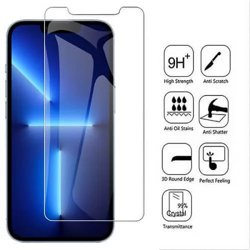 [2 Pack] Apple iPhone 13 Pro Max Tempered Glass Screen Protector Film Guard (Clear)