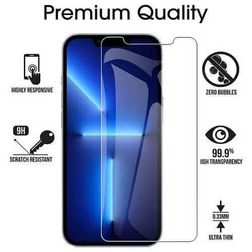[2 Pack] Apple iPhone 13 Pro Max Tempered Glass Screen Protector Film Guard (Clear)