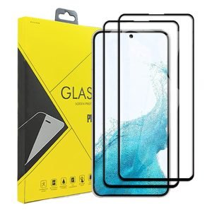 [2 Pack] Samsung Galaxy S22 Full Coverage Tempered Glass Screen Protector Film Guard (Black)