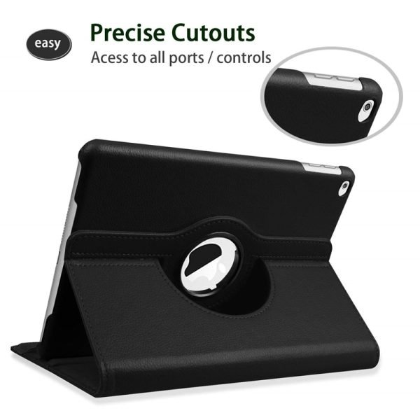 Apple iPad 7th Gen Smart Leather Case, 7 Generation 10.2 Rotating 360 Degree Stand Cover (Black) - Image 3