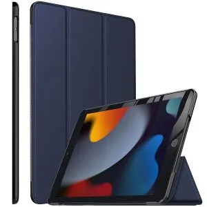 Apple iPad 9th Generation 10.2 Folio Case Smart Leather Magnetic Shockproof Stand Cover (Navy Blue)