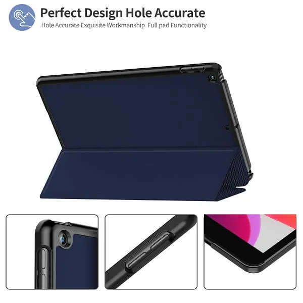 Apple iPad 9th Generation 10.2 Folio Case Smart Leather Magnetic Shockproof Stand Cover (Navy Blue)