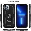 Apple iPhone 13 Pro Magnetic Ring Rugged Shockproof Case Heavy Duty Protective Back Cover (Black)