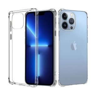 Apple iPhone 13 Pro Max Clear Case Shockproof Tough Gel Transparent Air Cushion Heavy Duty Phone Back Cover (Crystal Clear)