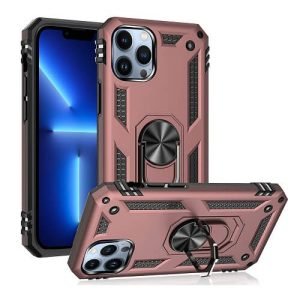 Apple iPhone 13 Pro Max Magnetic Ring Rugged Shockproof Case Heavy Duty Protective Back Cover (Rose Gold)