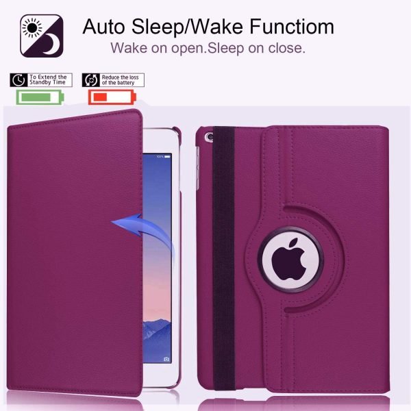 Apple iPad Air 4 Leather Case, Air 4th Generation Rotating 360 Degree Stand Smart Shockproof Flip Cover (Purple)