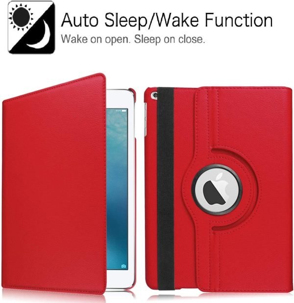 Apple iPad Air 4 Leather Case, Rotating 360 Degree Stand Smart Shockproof Flip Cover (Red)