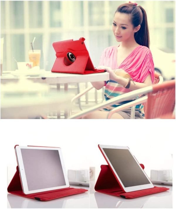 Apple iPad 7th Gen Smart Leather Case, 7th Generation 10.2 Rotating 360 Degree Stand Cover (Red) - Image 5