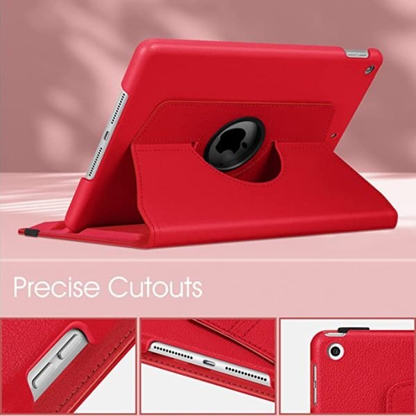 Apple iPad 7th Gen Smart Leather Case, 7th Generation 10.2 Rotating 360 Degree Stand Cover (Red) - Image 6