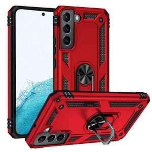 Samsung Galaxy S22 5G Magnetic Ring Rugged Shockproof Case Heavy Duty Protective Back Cover (Red)